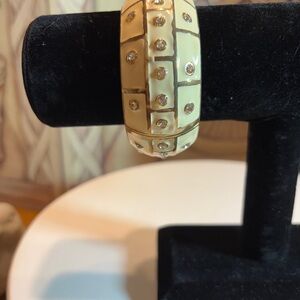 Elegant Cream and Gold Enamel Clamper Bracelet